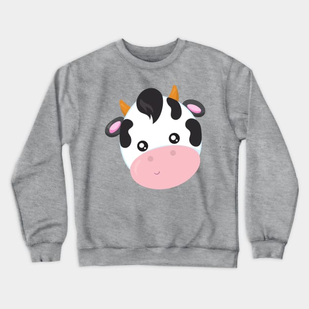 Cute Cow, Little Cow, Baby Cow, Farm Animal Crewneck Sweatshirt by Jelena Dunčević